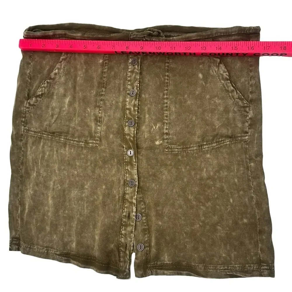 CHASER Heirloom Wovens Drawstring Button Down Skirt Women Size XS